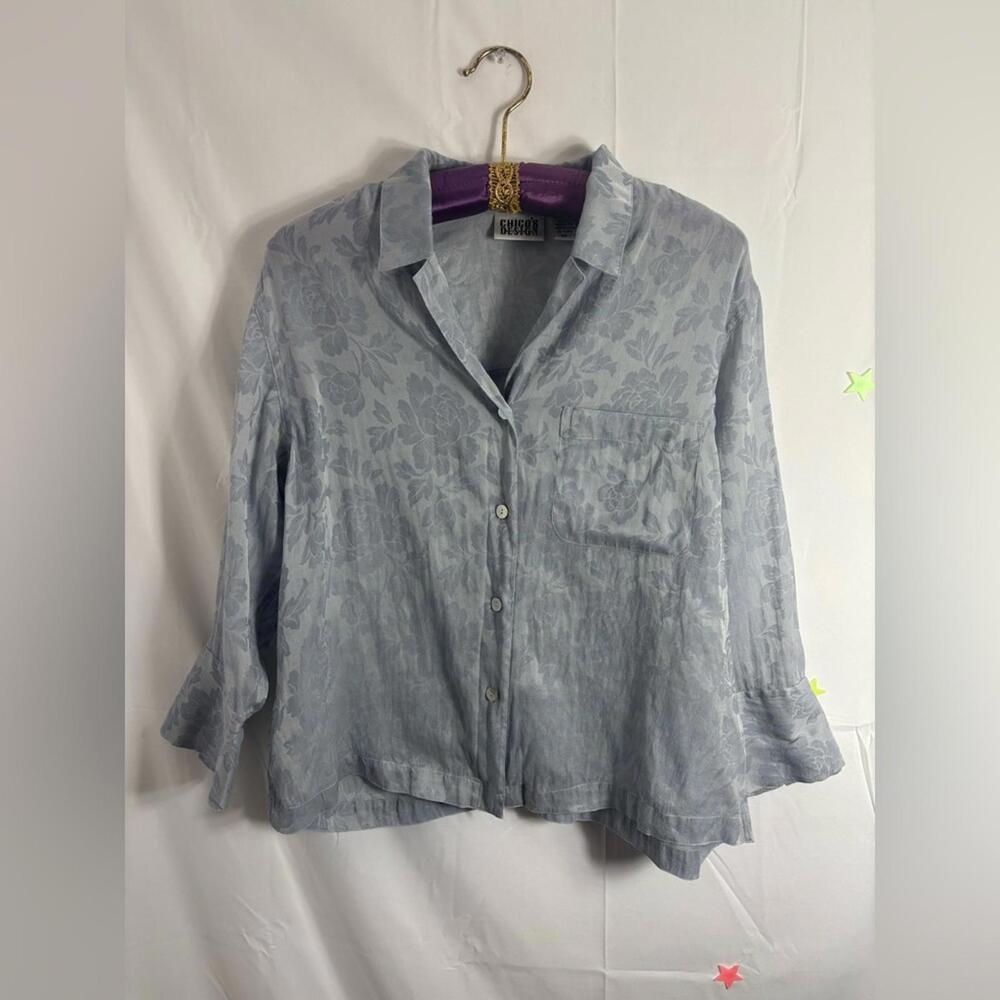 VTG 90’s Cool Girl Whimsigoth Silk Blend Semi Sheer Floral Button Down Size M